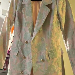 Floral Blazer Dress with Gold Buttons
